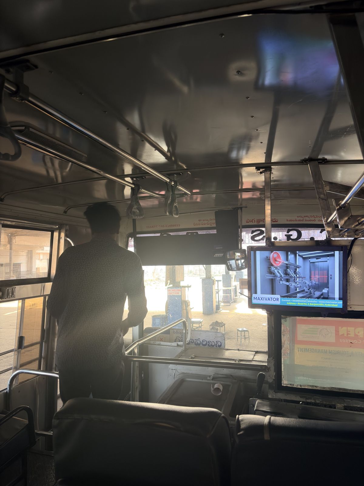 Screen placement near the driver cabin